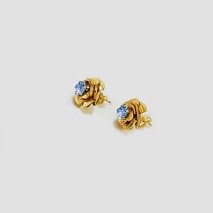 Flower Earrings 13mm half inch approx. Aqua Crystals Real 1/20 -14K Gold Filled